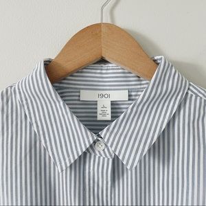 901 | Blue and White Button Up Blouse